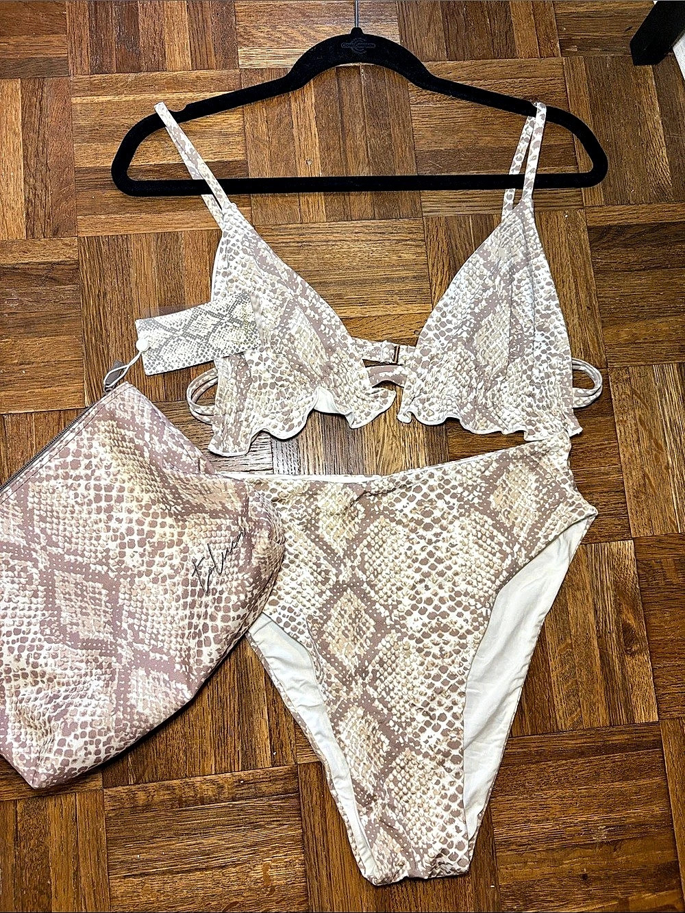 Toluca Animal Print Bikini Set in Cream & Brown Like New